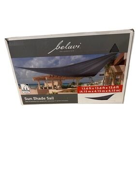 Belavi Triangle Sun Shade Sail canopy Gray 13.6 ft Add protection n privacy NWT